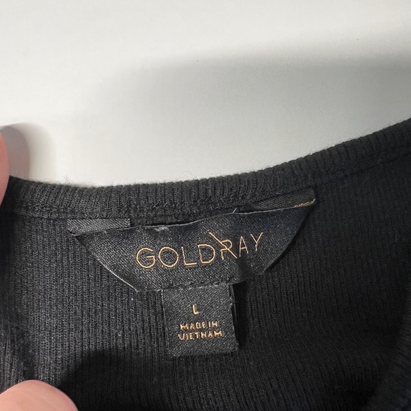 GOLDRAY Garima Asymmetric Cold Shoulder Top Black Size Large - Picture 3 of 5